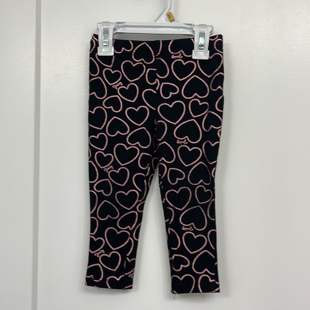 JUICY COUTURE BLACK with PINK HEARTS LEGGINGS size 24 months